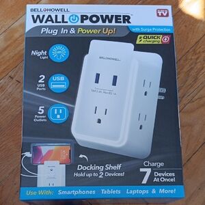 Wall Power Surge Protector with USB Ports - White
